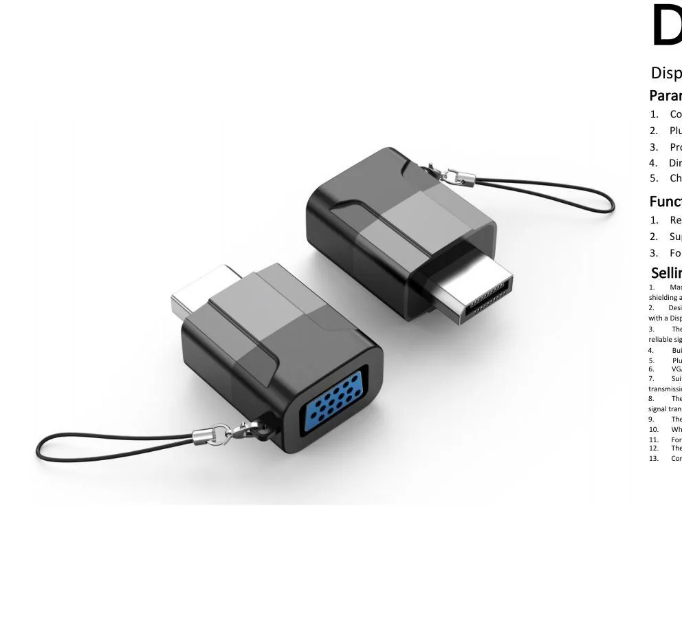 DisplayPort M to VGA 15F Adapter